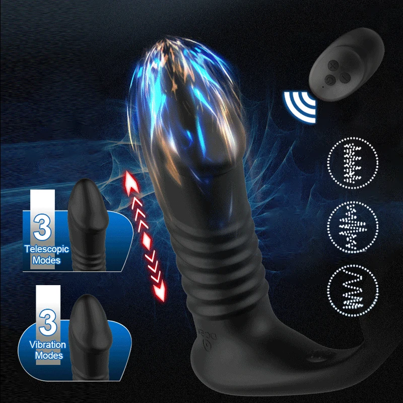Silicone Anal Vibrator Thrusting Prostate Stimulator Massager Delay Ejaculation Lock Ring Anal Butt Plug Sex Toys Dildos for Men anal plug vibrator anal plug anal sex toys