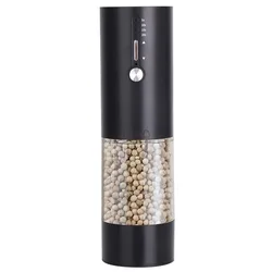 Rechargeable Electric Salt and Pepper Grinder with Adjustable Coarseness and Large Capacity (USB 1pc black)