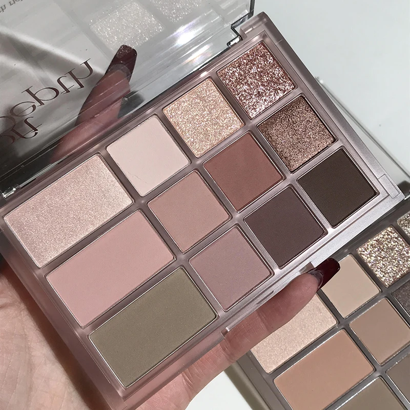 12-Colors Eyeshadow Palette Smokey Brown Rose Eye Shadow Makeup Silky Matte Shimmer Long-lasting Beginner Eyes Pigment Cosmetics - 3