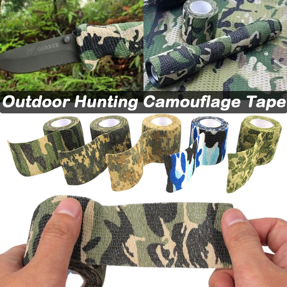 4.5M Self-Adhesive Retractable Camouflage Tape Non-woven Camouflage Tape Outdoors Hunting for Cylindrical Objects
