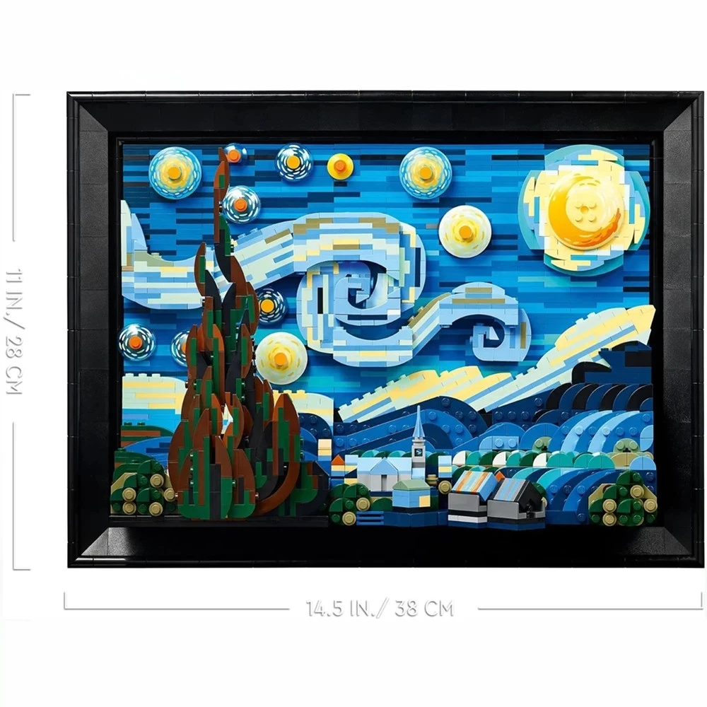 Compatible 21333 Vincent Van Gogh The Starry Night Building Blocks Art Painting Bricks Moc Ideas Home Decorae Education Toy Gift