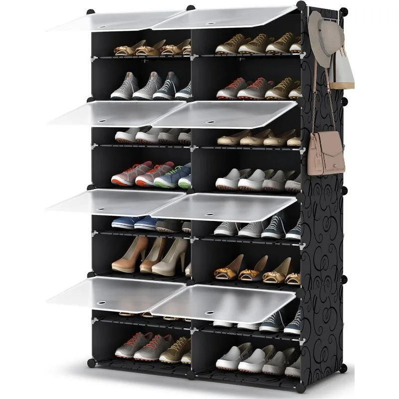 Shoe Rack 8 Tier Shoe Storage Cabinet 32 Pair Plastic Shelves Organizer For Closet Hallway Bedroom Entryway