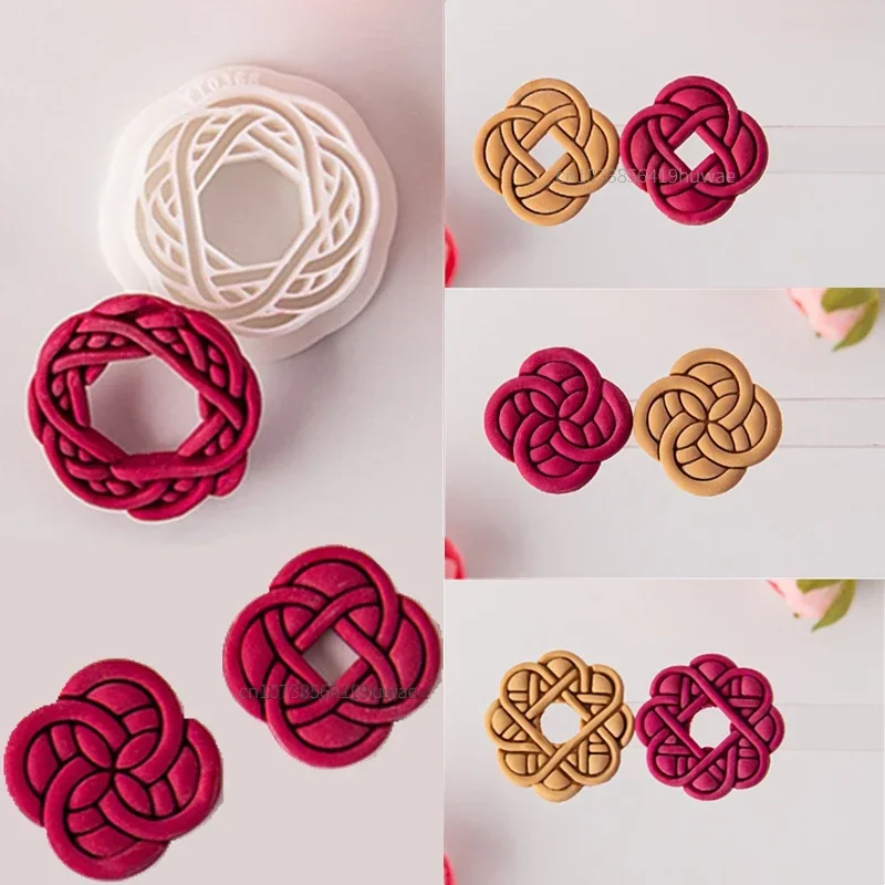 Retro Texture Polymer Clay Cutters Mold Creative Traditional Geometric Line Pattern Earring Pendant Cutting Die DIY Hand Tools