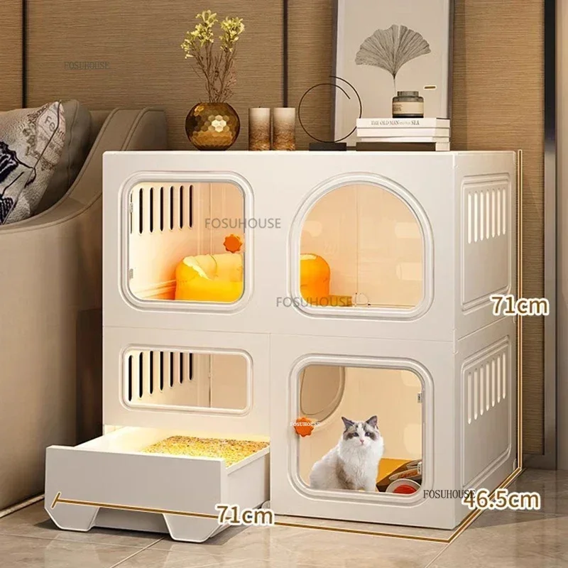 플라스틱 고양이 케이지 하우스 실내 화장실 빌라 대형 넓은 공간 밀폐형 고양이 빌라 프리미엄 애완용품 (밀폐형 디자인)