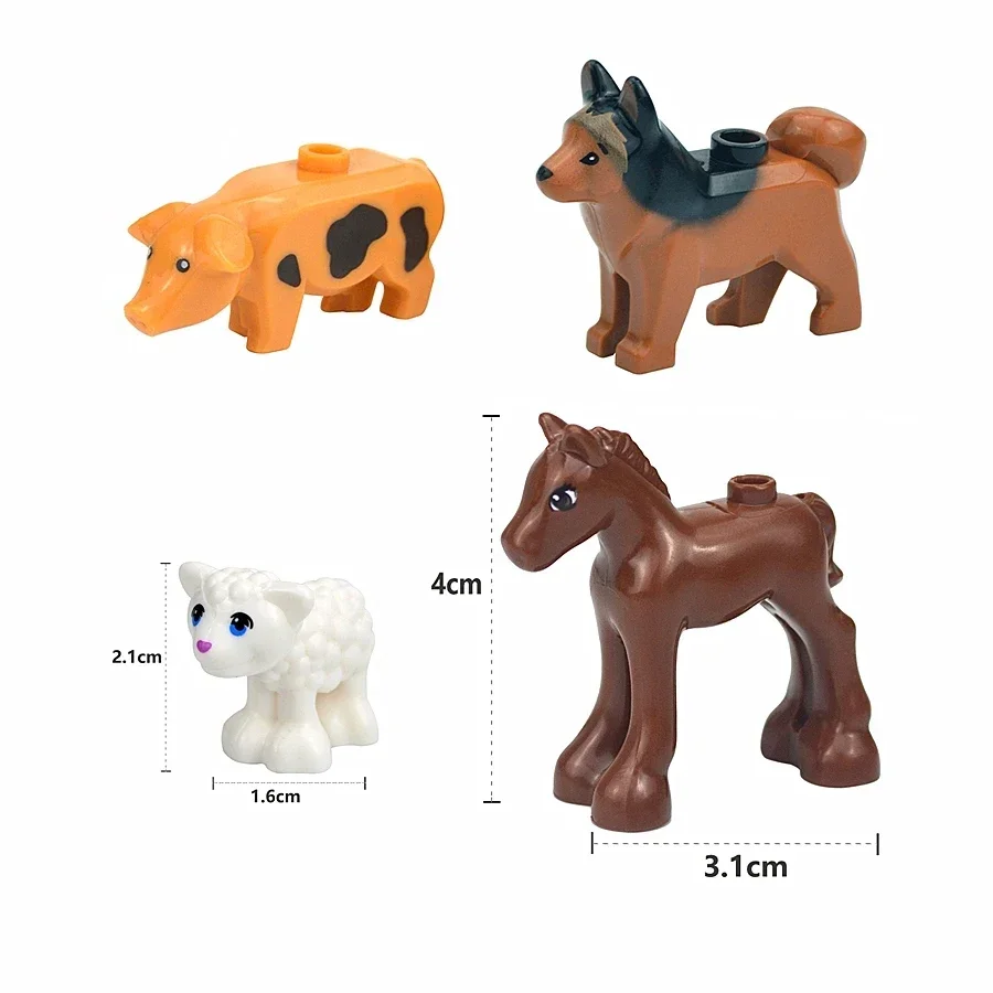 thumbnail image 1 of Bloques de construcción de animales MOC, escena de partículas pequeñas, tigre, oveja, pato, caballo, ballenas, modelo educativo, zoológico, regalo ensamblado, ladrillos de juguete DIY, 1 of 5