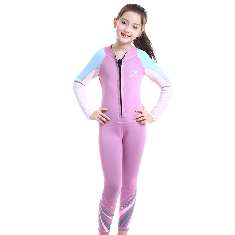 Fanceey 1.5mm Neoprene Shorty Children's Wetsuit Front Zip Long Sleeves Diving Suit for Underwater Snorkeling Swimming Surf
