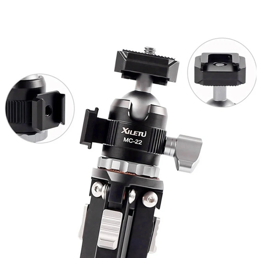 XILETU MC-22 + XT-18 미니 삼각대 스탠드, 알루미늄 합금 유연한 볼 헤드 콜드 슈 페이로드, 라이브 스트리밍용, 데스크탑 삼각대, 3kg