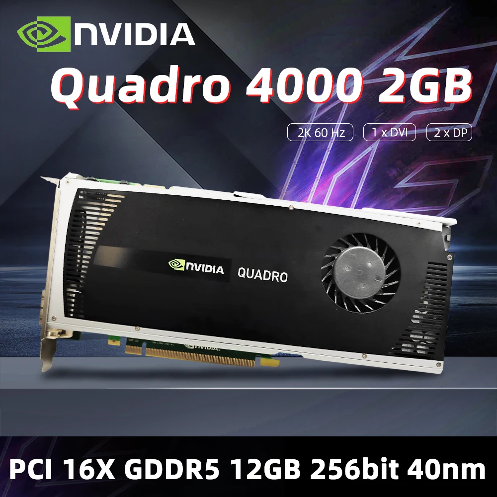 QUADRO 4000 2GB 256-BIT NVIDIA GDDR5 بطاقة الرسومات PN Code 900-51031-0300-000 واجهة PCI-E 16X DisplayPort DVI STEREO