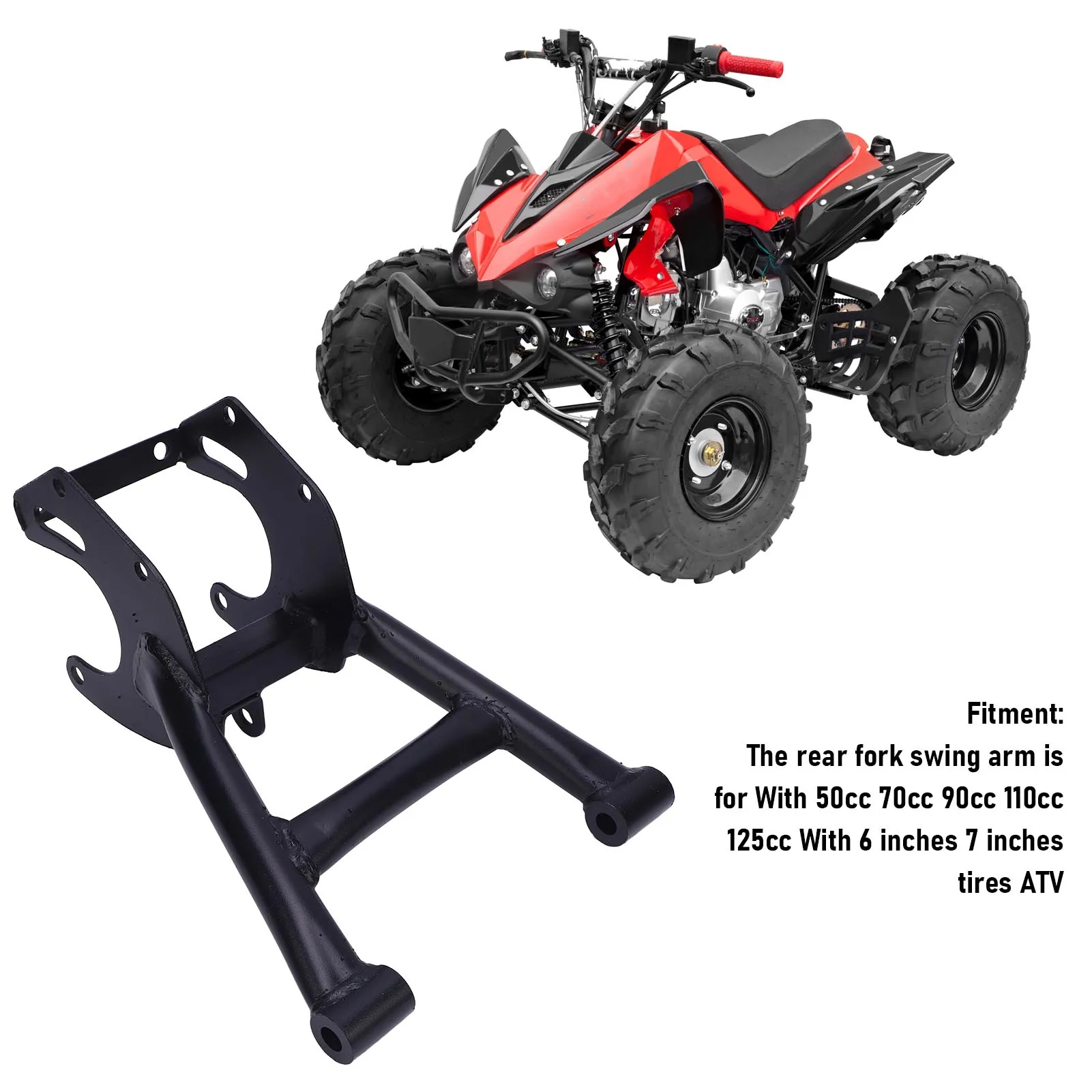 ATV Rear Swing Arm High Hardness Rear Fork Swing Arm for 50cc 70cc 90cc 110cc 125cc with 6in 7in Tires ATV Quad 4 Wheel Motor