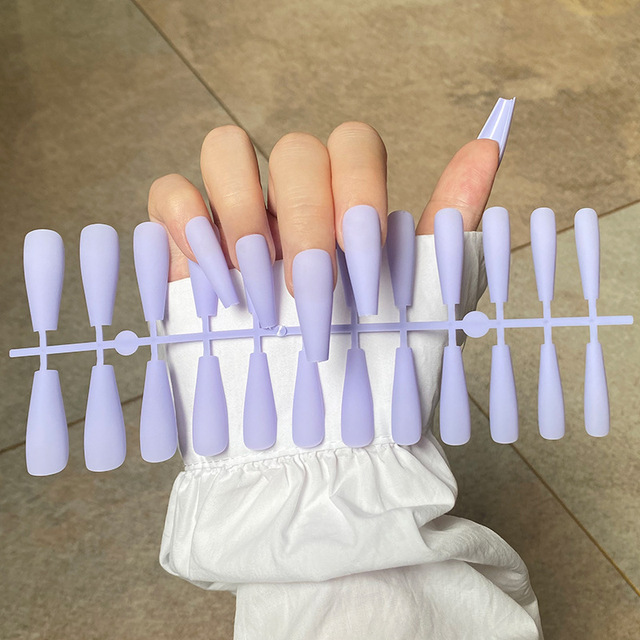 False Nail Tips Solid Color Matte Super Long Coffin False Nail Ballet Press on Nails Tips for Artificial Fingernails