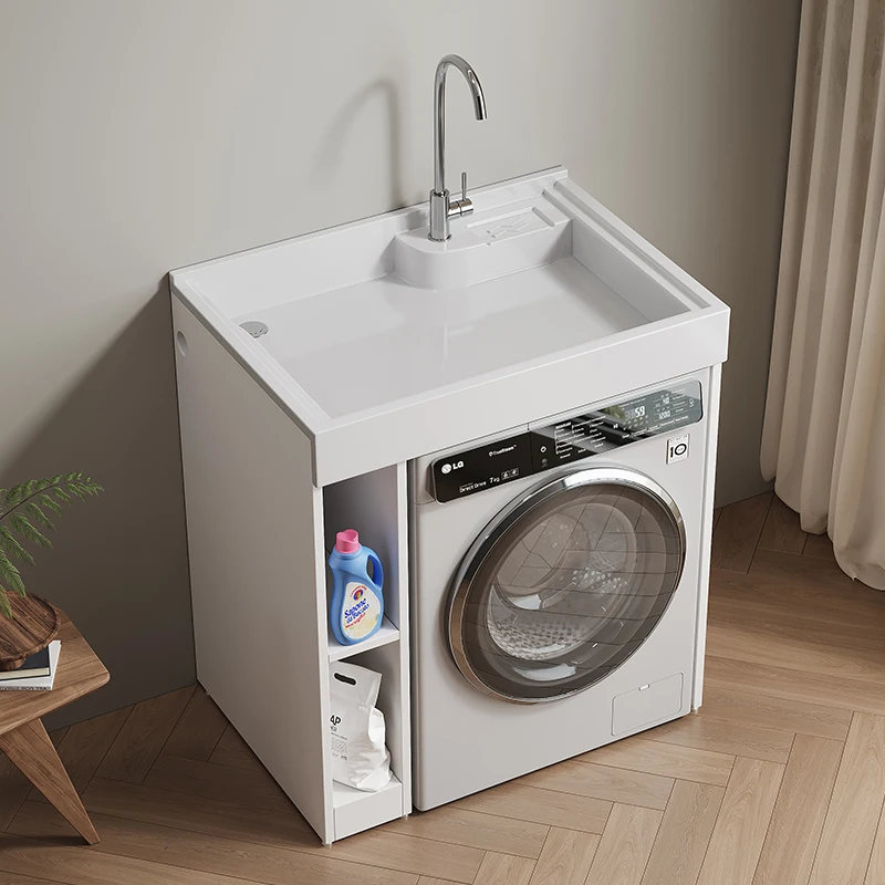 Small apartment laundry cabinet honeycomb aluminum washing machine significant other combined cabinet integrated basin with wash