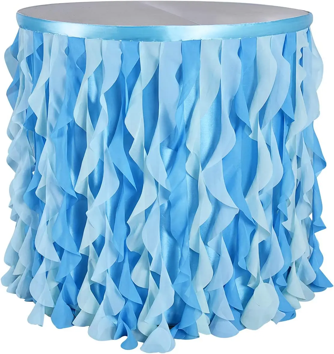6FT Mermaid Unicorn Tulle Table Skirt Curly Willow Table Decor Colorful Theme Rag Cloth for Wedding Party Birthday Decoration
