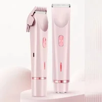 2 in 1 Electric Shaver 1 Set Rechargeable Ipx7 Waterproof Hair Removal Tool Wet and Dry Use Hair Removal Machine for Women 2