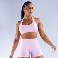 Yoga Suit for Women: Seamless Halter Bra & Impact Shorts Set
