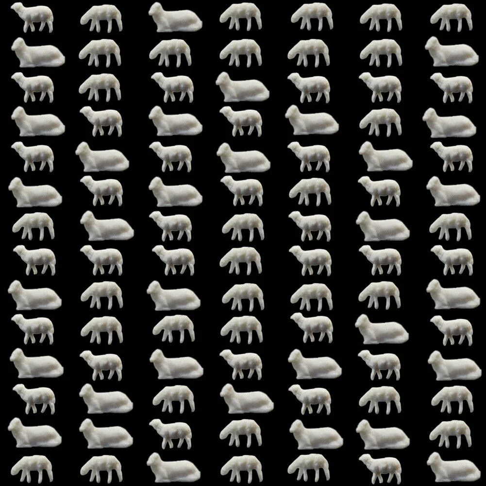 10Pcs 1:150 Model Sheep White Farm Animals Sheep HO Scale Model For Train Doll House Room Box Farm Animals Model 3