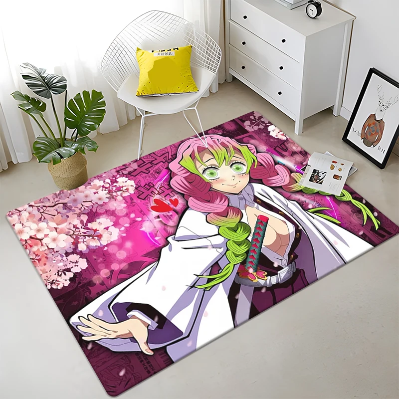 D- Demon Slayer Japanese Anime Cool HD Print Carpet Living Room kitchen bedroom Sofa Table Rug Non-slip Chair Picnic Camp Mat imitated cashmere carpet non slip carpet decorative carpet