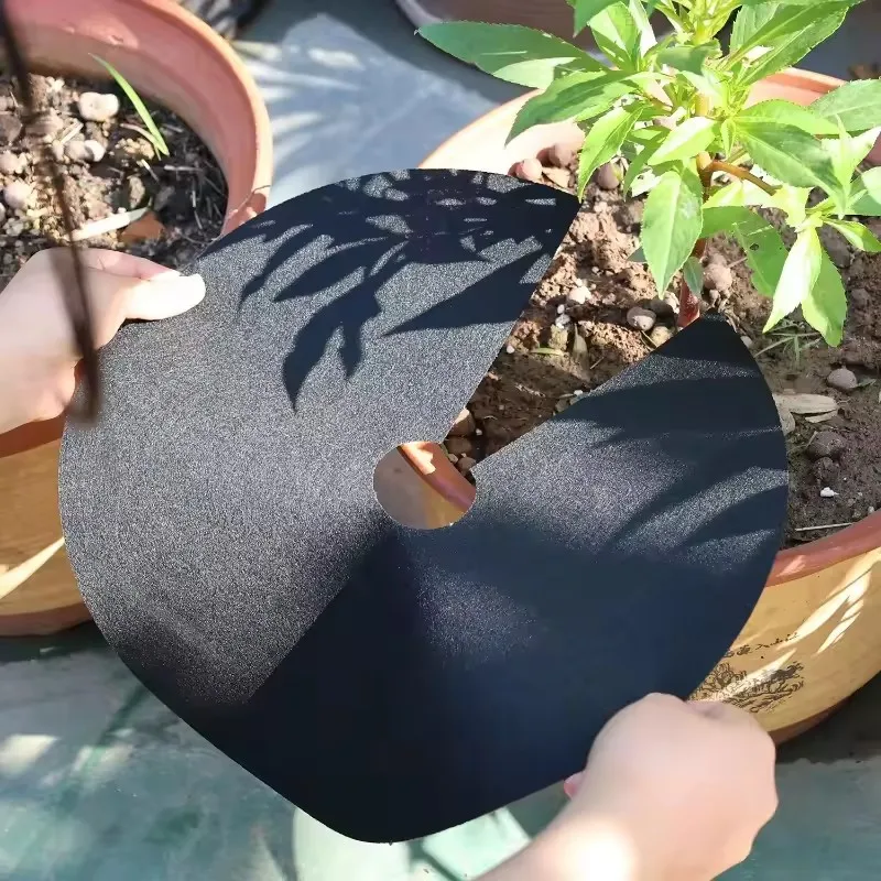 10개입 부직포 정원용 멀칭 링 나무 보호대 식물 커버 잡초 방지 15cm-82cm 정원 테이프스터리 보호막 허브 제거