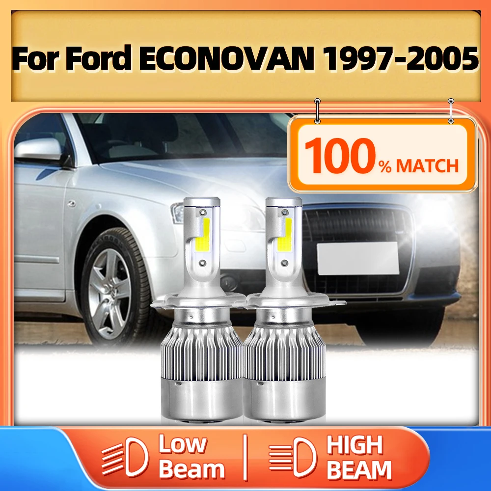 

2PCS LED Head Lamp 120W 20000LM H4 Canbus LED Headlight Bulbs 12V 6000K For Ford ECONOVAN 1997-2000 2001 2002 2003 2004 2005