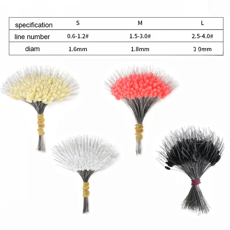300Pcs Silicone Space Bean Oval Stopper Bobber Fishing Float Resistance Anti-Strand Fish Line Fishing Gear