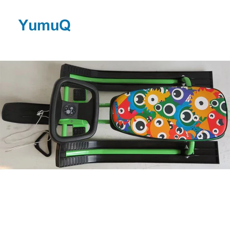 Plastic Winter Permanent Snow Sledge Sledding Floated Sled Car With Steering Wheel For Kids