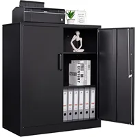 Metal Storage Cabinets with Lock, Small Locker Steel Cabinets, Adjustable Shelves 2 Doors for Home,Office(Black-36) 2