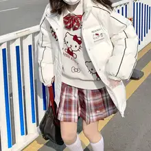 

Hello Kitty Autumn and Winter Japanese Students Female Loose Cute Hello Kitty Thick Warm Stand-up Collar Bread Cotton Jacket