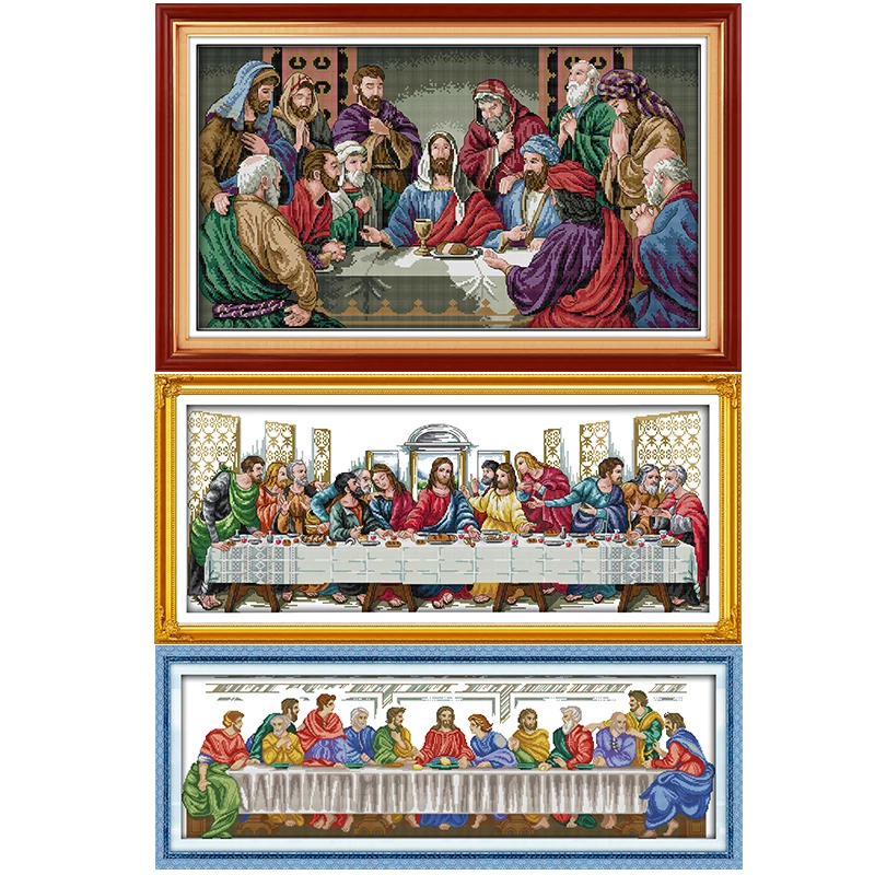 Cross Stitch Kit Joy Sunday The Last Supper Pattern 16/14/11CT Printed for Home Decor