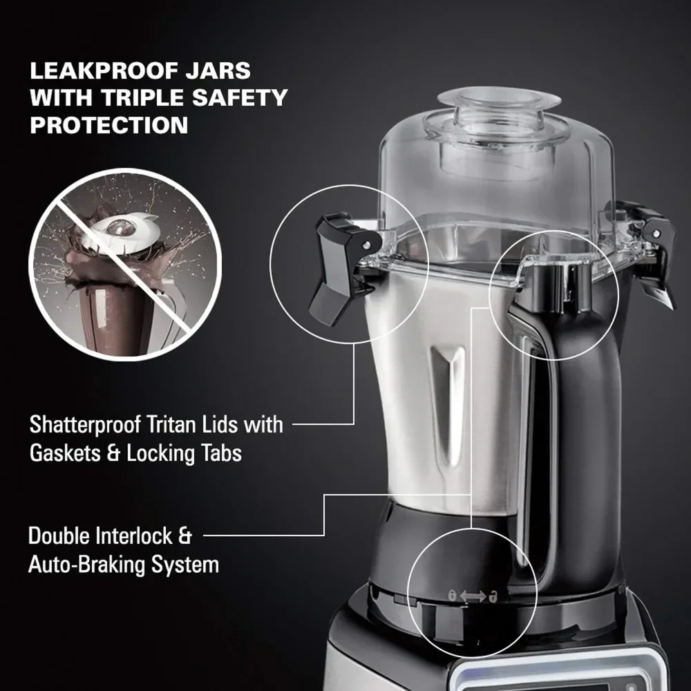 Professional 4-in-1 Juicer Mixer Grinder, Commercial-Grade 1400 Watt Motor, 120V, 3 Leakproof Jars, For Wet and D 4