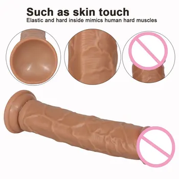 Soft Double Layer Silicone Big Dildo Realistic Fake Long Dick Penis Butt Plug Adult Sex Toys For Woman Men Vagina Anal Massage 3