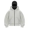 Y2K Gothic Harajuku Double Hat Design Sportswear Winter New Hoodie Ninja Mask Loose and Versatile Winter Windproof Hoodie 2
