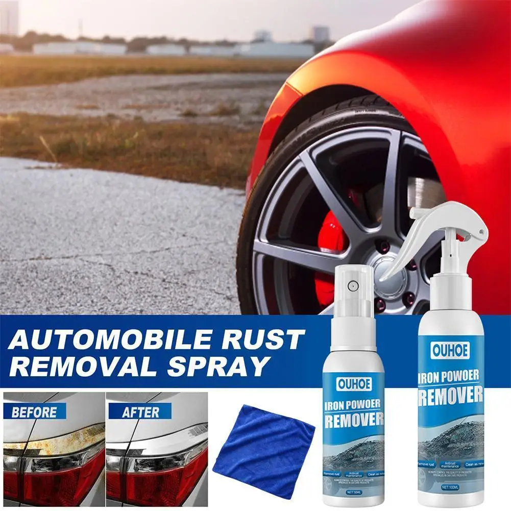 

30/100ml Derusting Spray With Towel Metal Cleaner Cleaning Car Remover Maintenance Iron O9R0 Powder Rust Spray N4F6