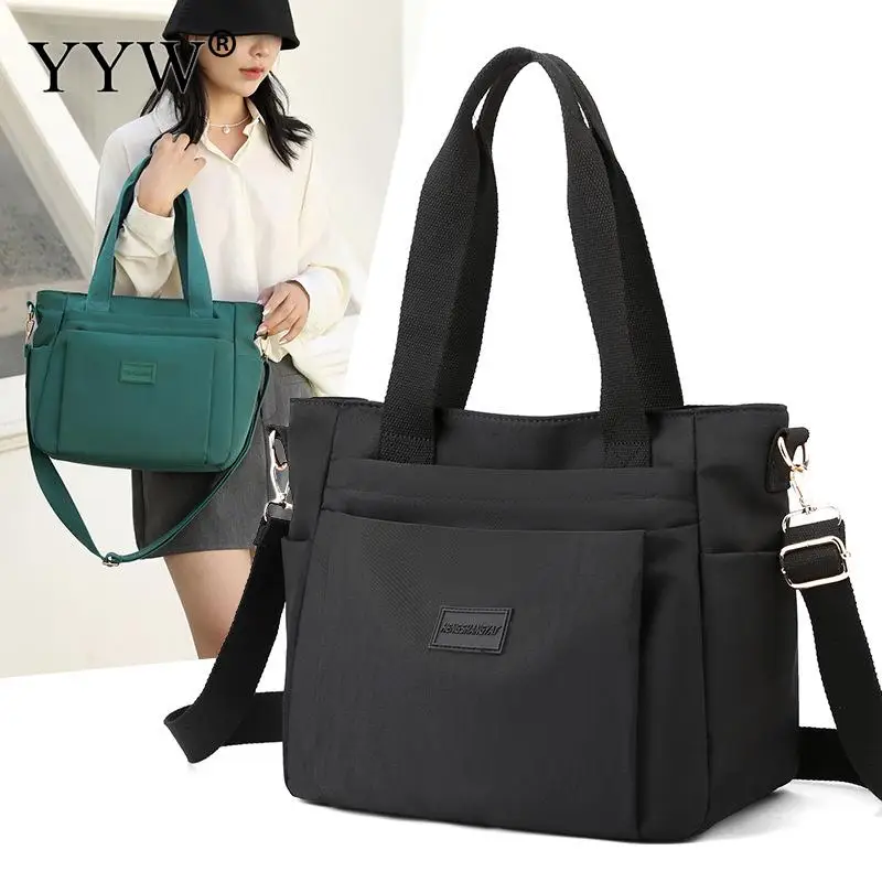 Large Capacity Tote Bags Women's Simple Casual Nylon Fabric Handbag Versatile Waterproof Oxford Single Shoulder Commuting Bag