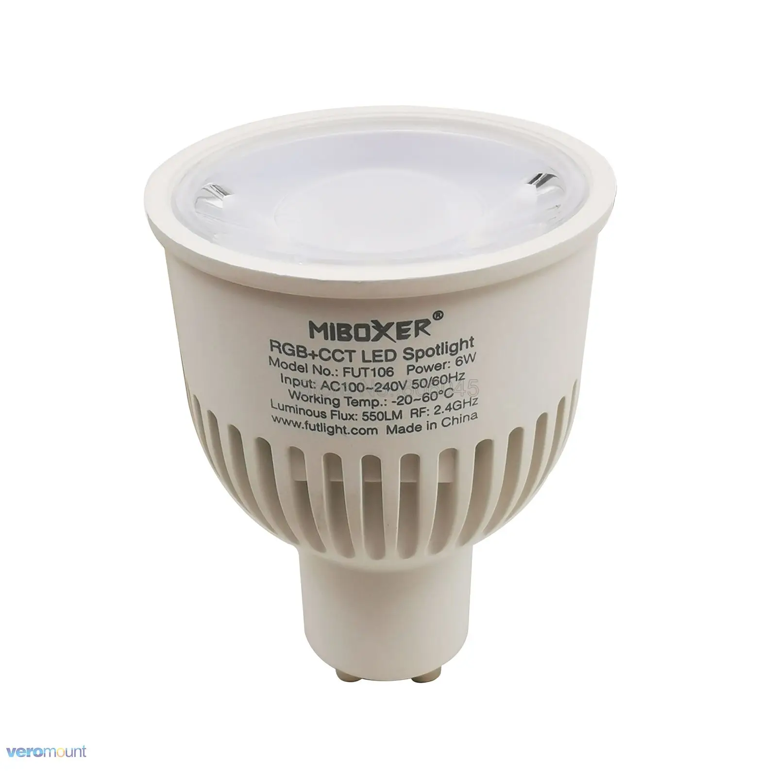 MiBoxer Dimmable 스마트 LED 전구 6W GU10 RGB + CCT (2700-6500K) LED 스포트 라이트 FUT106 2.4G 원격 WiFi Alexa Google 음성 제어