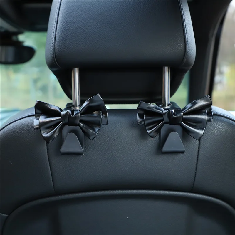 

1PC PU Leather Hooks for Bags Car Clips with Bow Tie Seat Headrest Organizer Holder Auto Fastener Hangers Car Storage