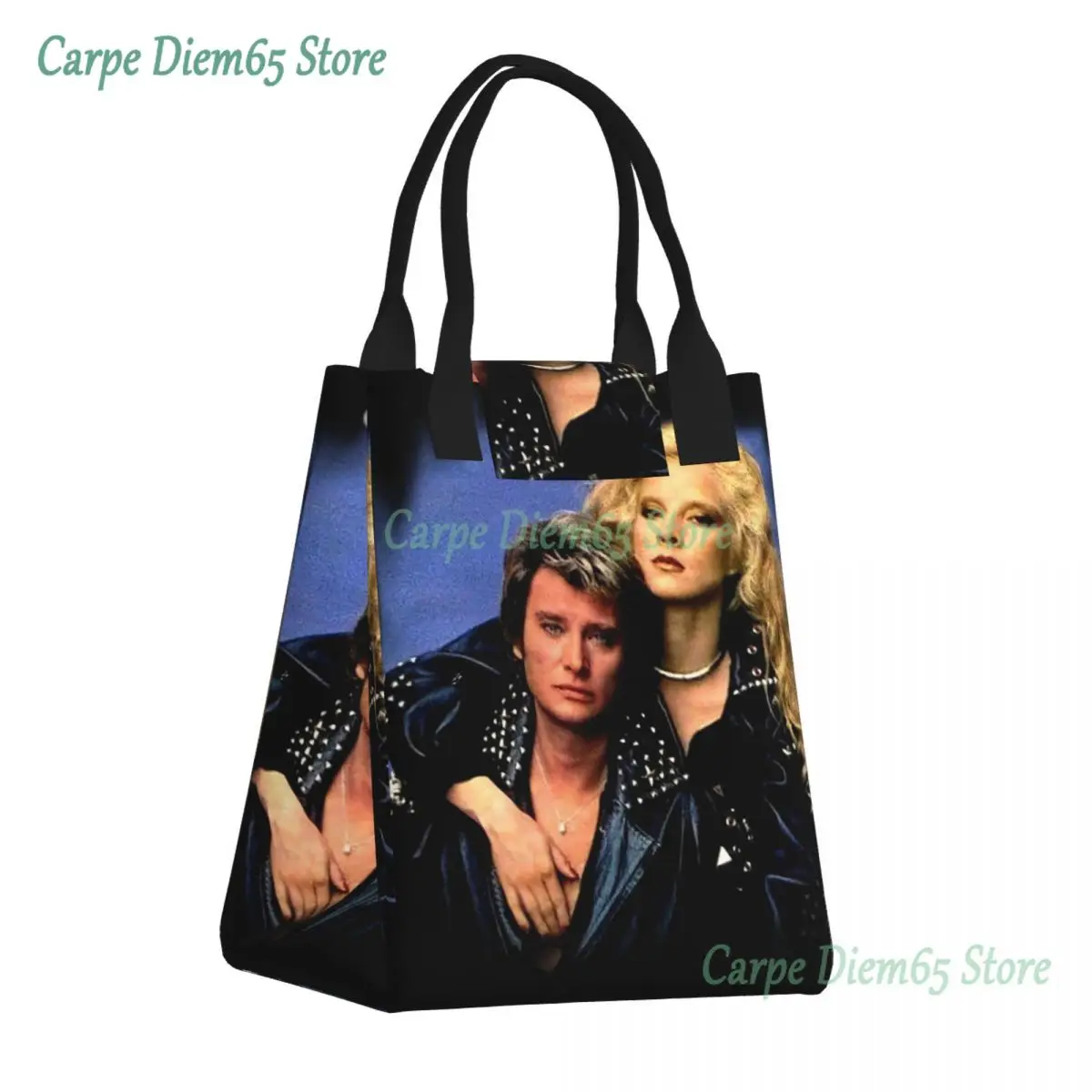 

Johnny Hallyday Insulated Lunch Tote Bag Women Singer French France Portable Thermal Cooler Lunch Bag Food Picnic Container Tote