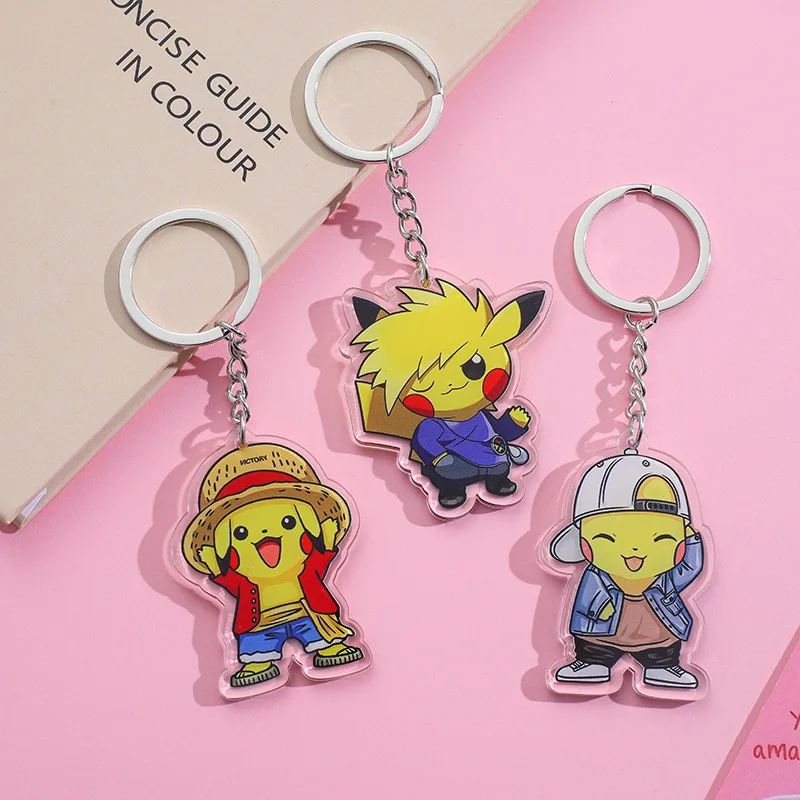 

Pokemon anime cosplay Picchu Car Key Chain Schoolbag Pendant Decoration Cartoon Doll backpack keychain Boys and Girls gift