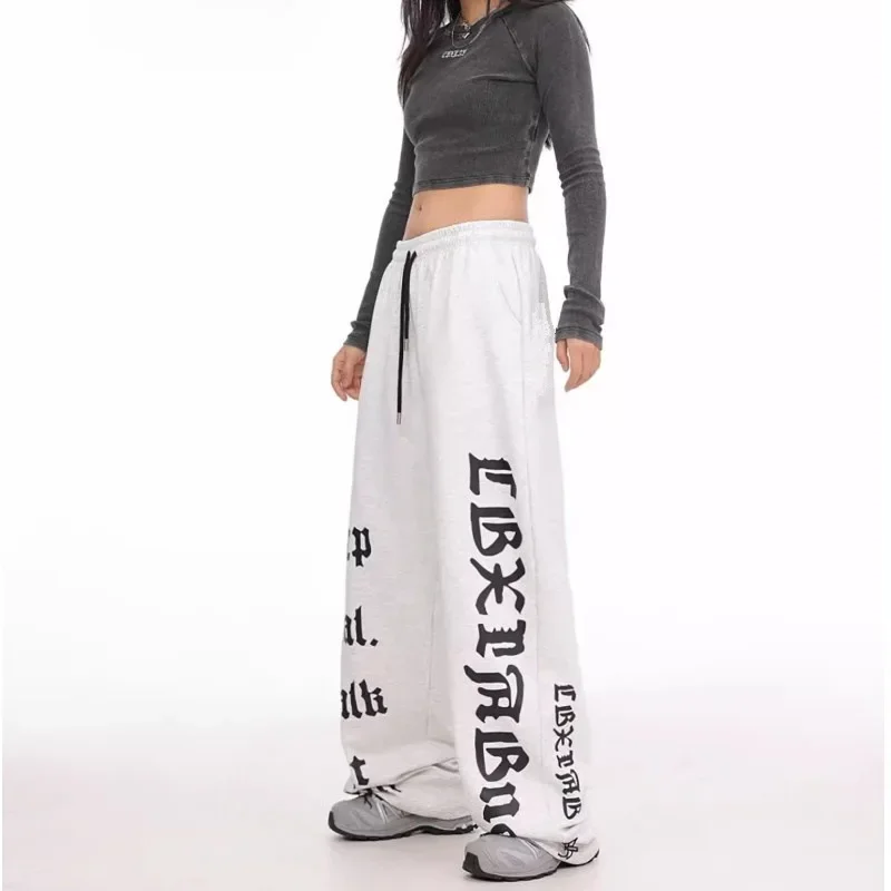 High Waist Drawstring Loose Hiphop Dance Sport Pants Women's Style Jazz Dancing Trousers Casual Skateboard Long Pants