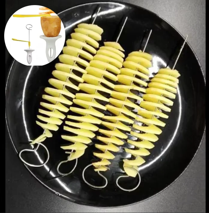 Spiral Potato Cutter Twisted Slice Potato Tower Whirlwind Cut Diy Creative Fruit Vegetable Spiral Slicer For Kitchen