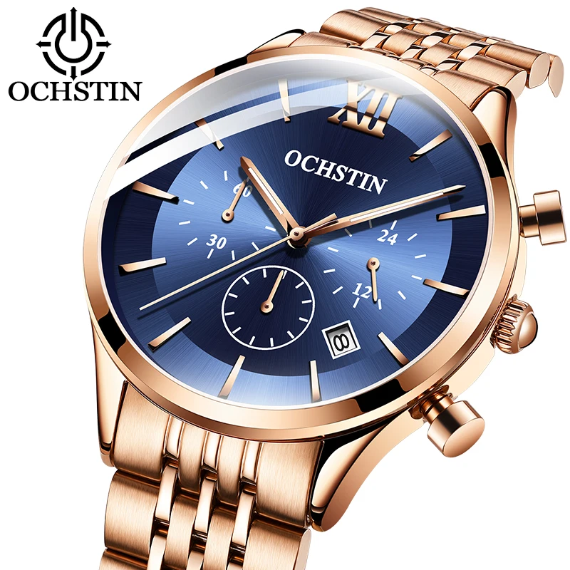 New Men’s Watches Top Brand Big Sport Watch Luxury Men Military Steel Quartz Wrist Watches Chronograph Gold Design Male Clock