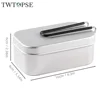 TWTOPSE Camping Aluminium Mess Tin Set Hiking Outdoor Lunch Box Mini Cutting Board Folding Stove Steaming Rack Windshield Fork 5