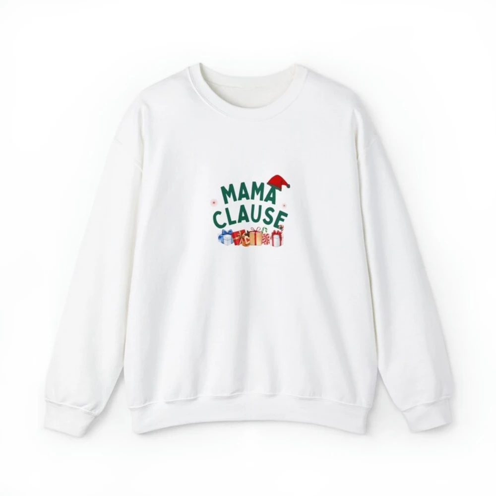 Mama Clause Christmas Sweatshirt For Mom Couples Christmas Shirt Holiday Cute Trendy Crewneck Coquette Aesthetic Pullover Shirt