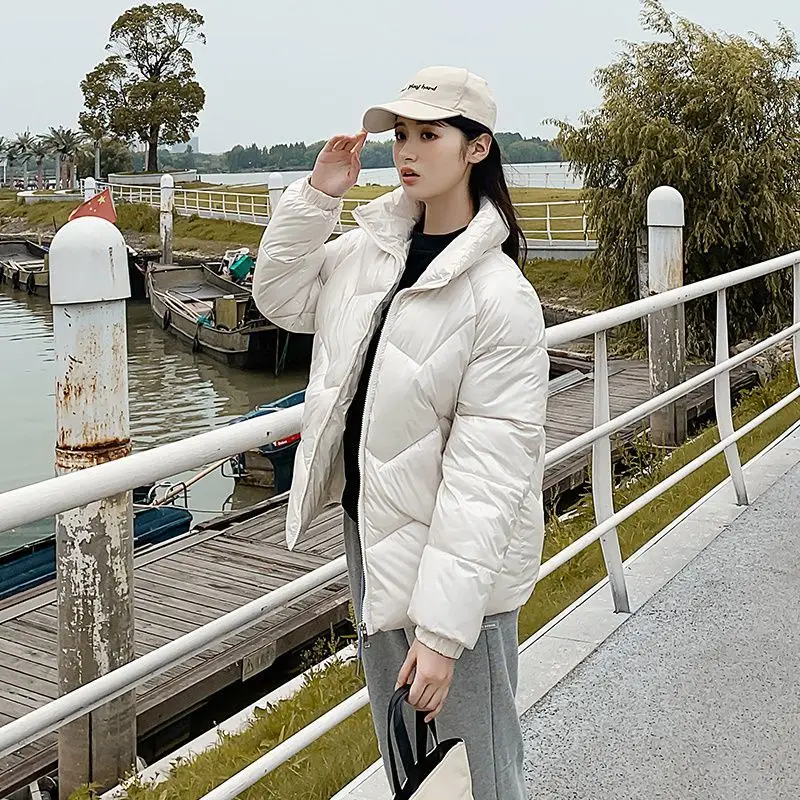 2023 New Slim-Fit Slimming Women's Down Cotton Short Cotton Coat Glossy Easy Matching Coat Thick Warm