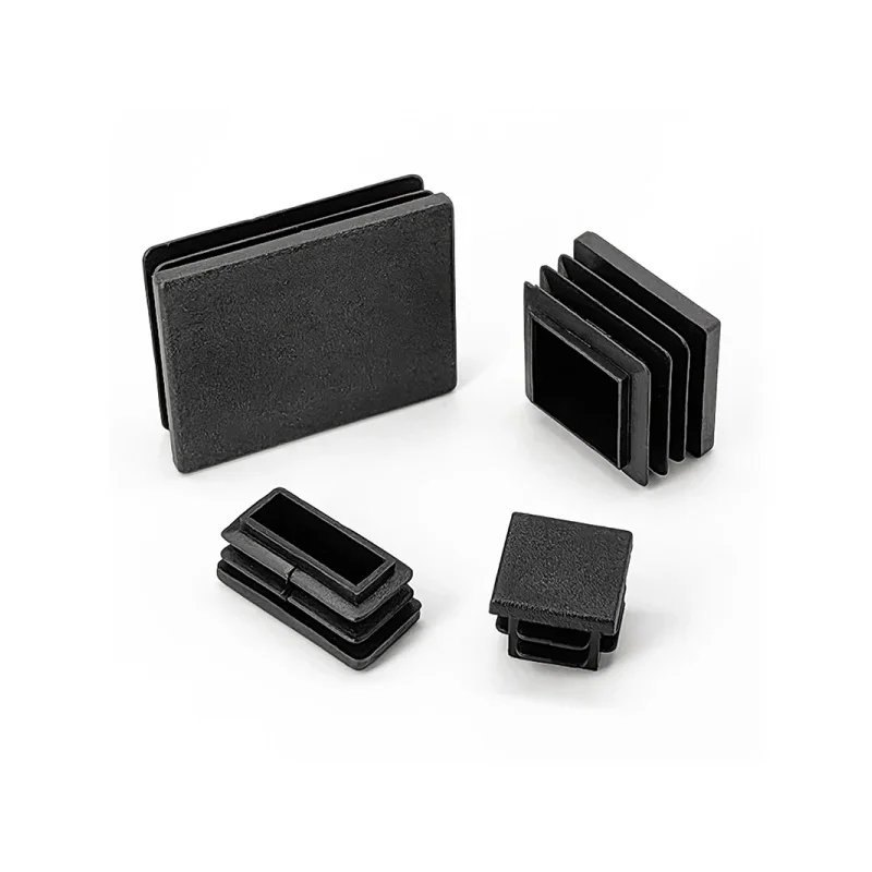 Pipe End Cap Square 10-60 15-100 Black Rectangular Tube Insert Plugs Furniture Foot Cover