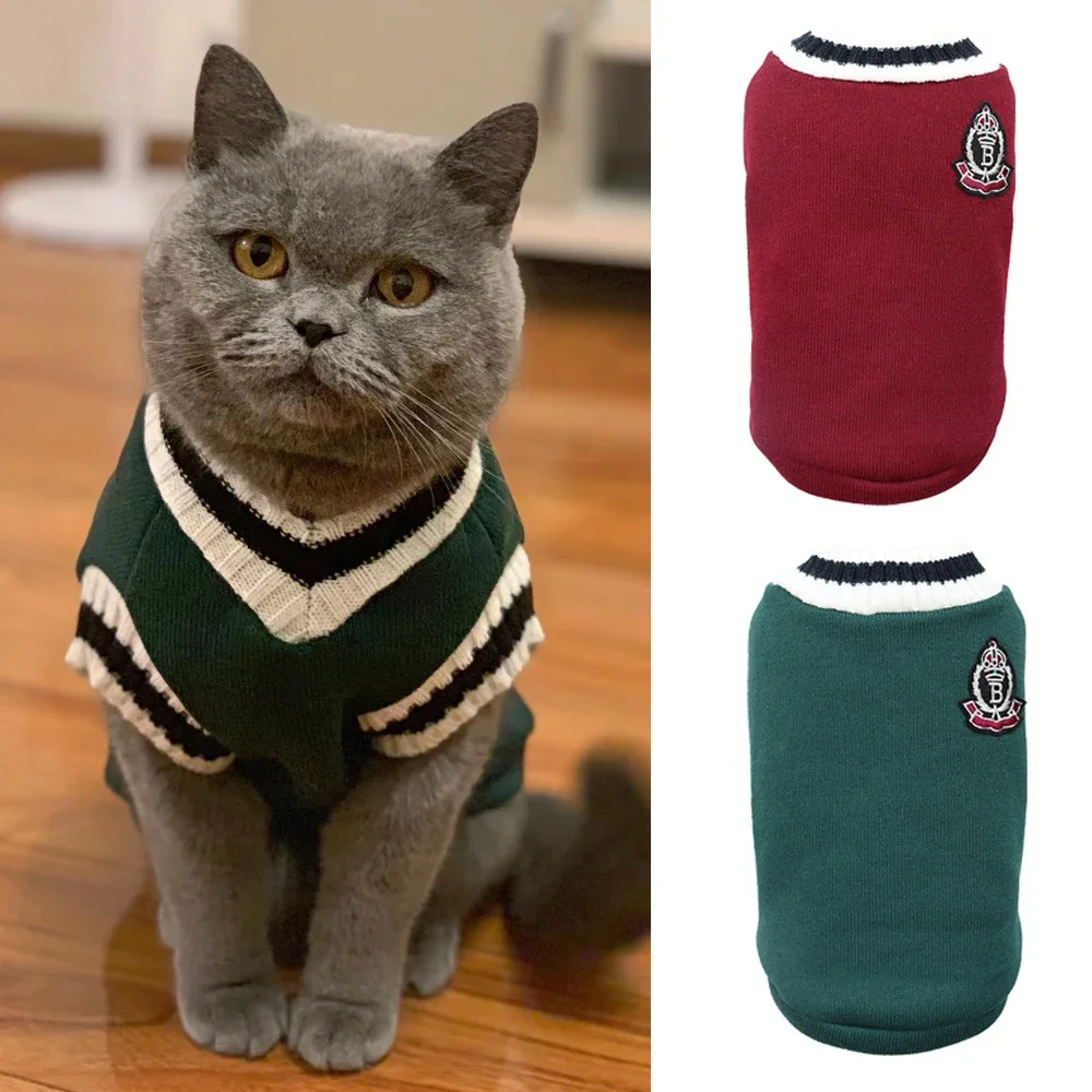 Cat Clothes Pet Solid Costume Autumn Winter Jacket Christmas Sweater for Small Dog Cats Kitten Clothing Puppy Vest Kitty Outfits