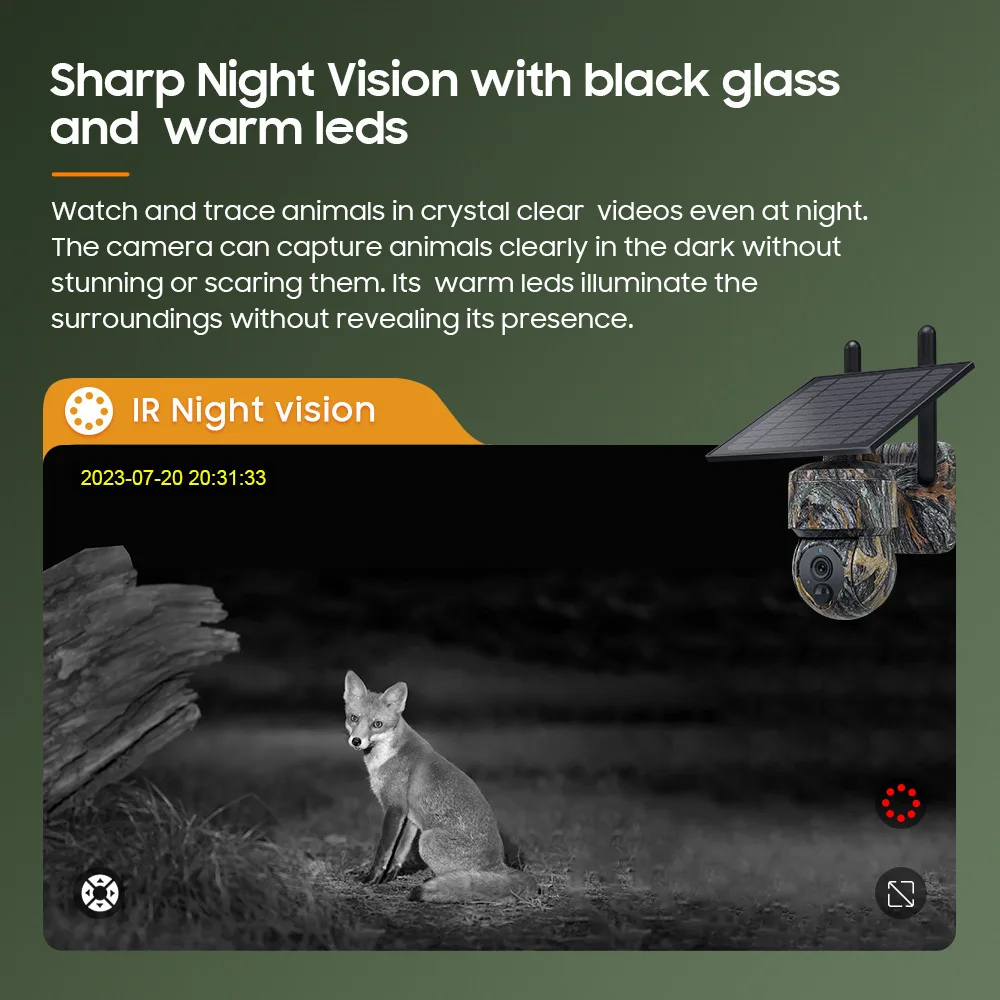 UBOX camouflage 4G solar camera, low-power, high-definition, full-color night vision, outdoor waterproof and mesh free monitor