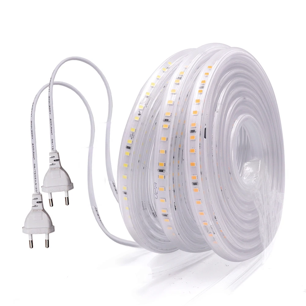 

220V LED Strip Light SMD2835 120LEDs/m Flexible LED Tape Outdoor Waterproof 5050 60LEDs/m LED Lights White Warm White Blue Rope