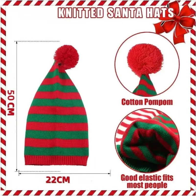 Christmas Knitted Wool Hat Winter Thickened Warm Hat Hairball Long Tail Witch Ladies Christmas Gift Decoration