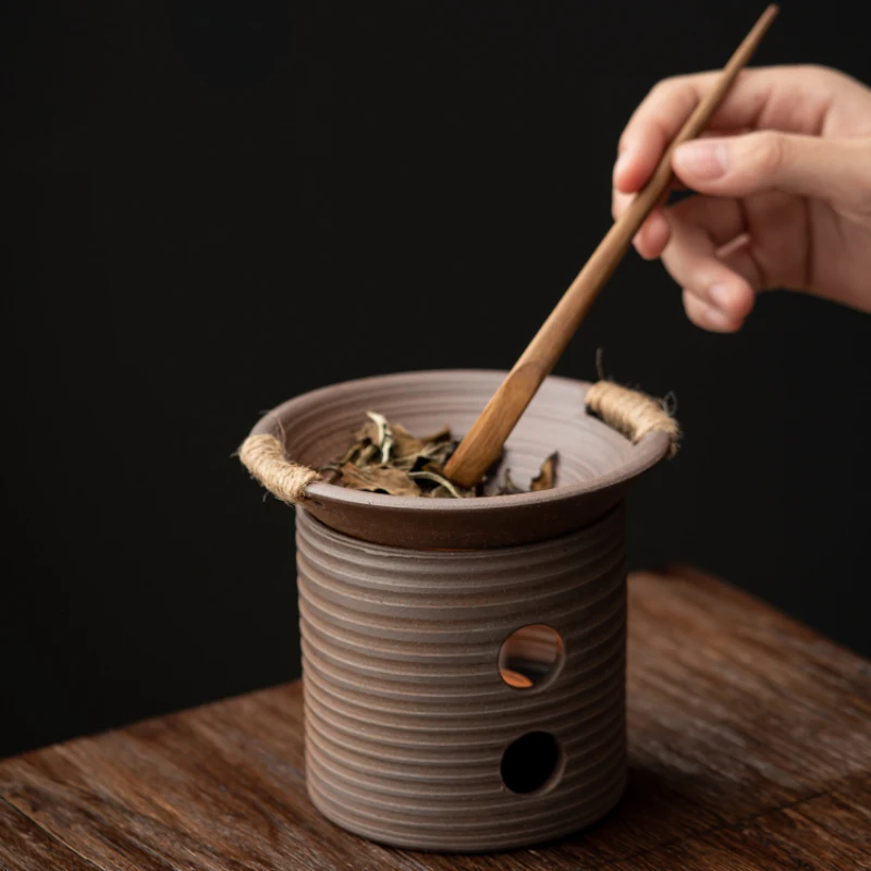 Coarse ceramic tea roasting stove ceramic candle stove tea roasting utensil aroma enhancer household kung fu set