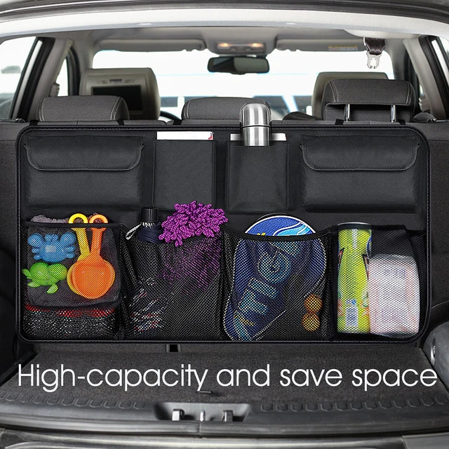 Organizador de maletero de coche, bolsa de almacenamiento de red de alta  capacidad, ajustable, multiusos, Oxford, de respaldo de asiento trasero  universal - AliExpress