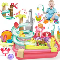 VATOS Electric Faucet Hand Pump-2 in 1 Sink Duck Slide Kitchen Table Sink Toy Pool Float Fishing Game Dishwasher Set for kids 2
